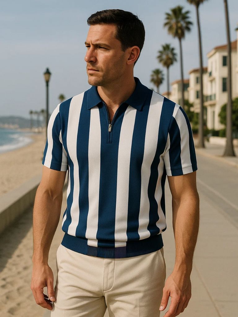 CONOR™™ | Striped Zip Polo
