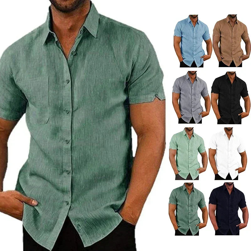 CONOR™™ | Men's Short-Sleeve Linen Shirt