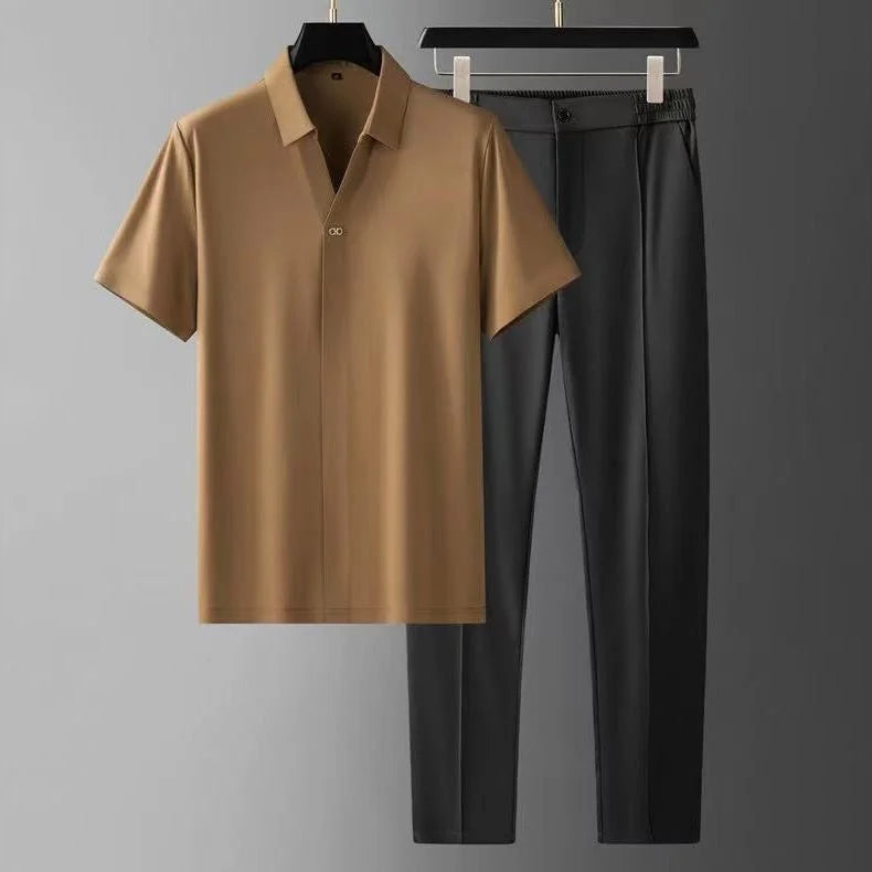 CONOR™™ | Men's V-Neck Shirt Trousers Set