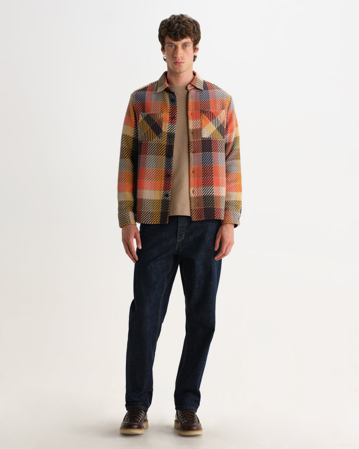 CONOR™ | Whiting - Orange Pike Check Overshirt