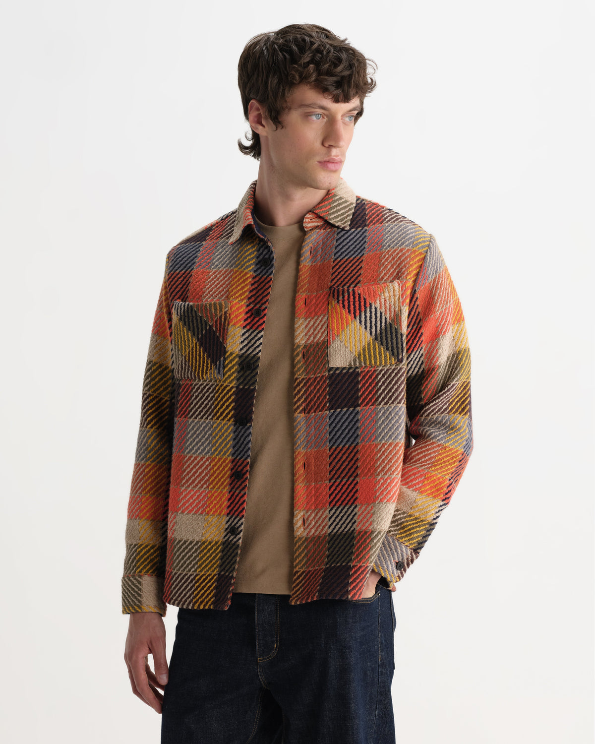 CONOR™ | Whiting - Orange Pike Check Overshirt