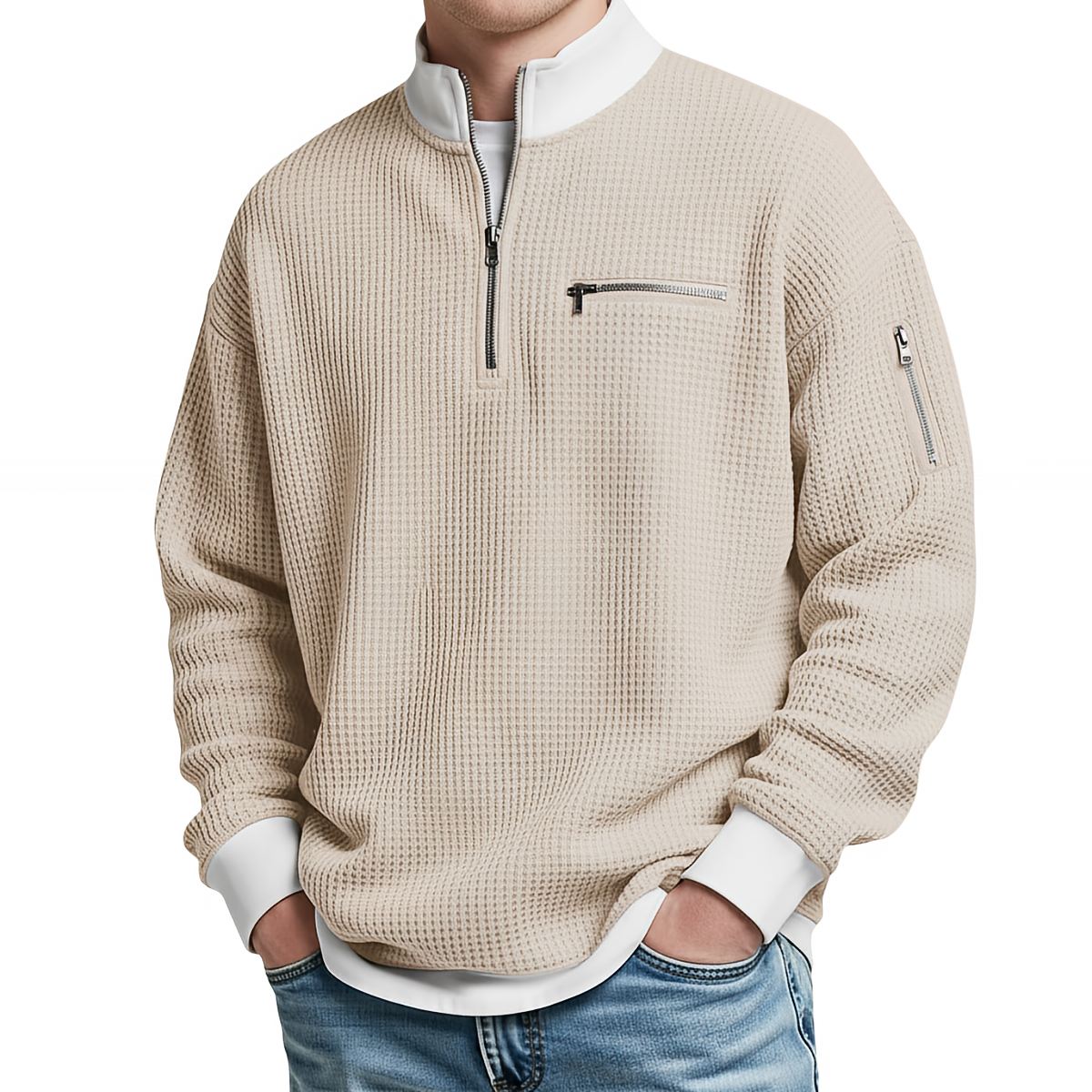CONOR™ | Sweater | Waffle-Knit Sweater with Half-Zip