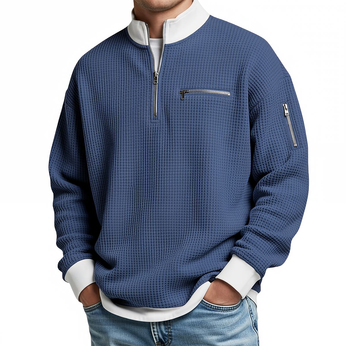 CONOR™ | Sweater | Waffle-Knit Sweater with Half-Zip