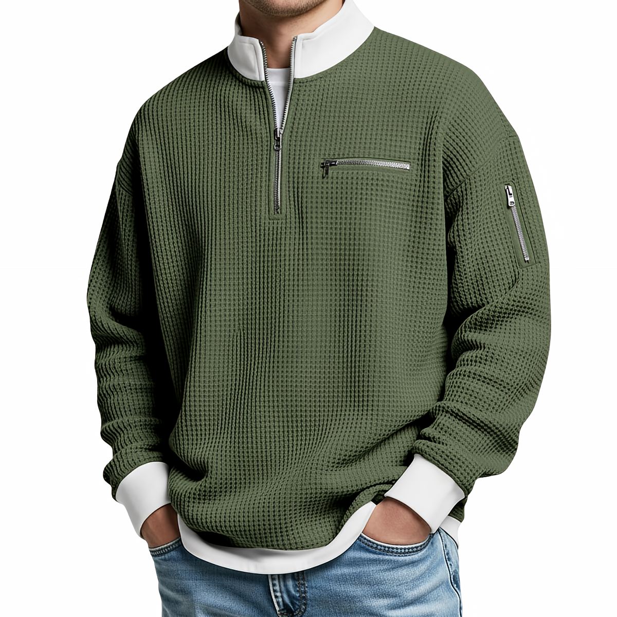 CONOR™ | Sweater | Waffle-Knit Sweater with Half-Zip