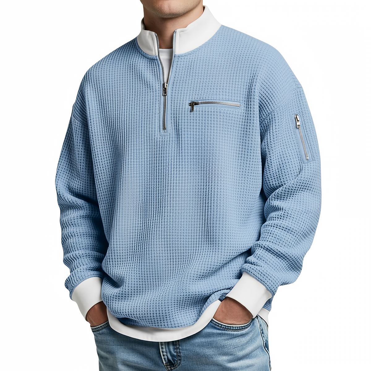 CONOR™ | Sweater | Waffle-Knit Sweater with Half-Zip