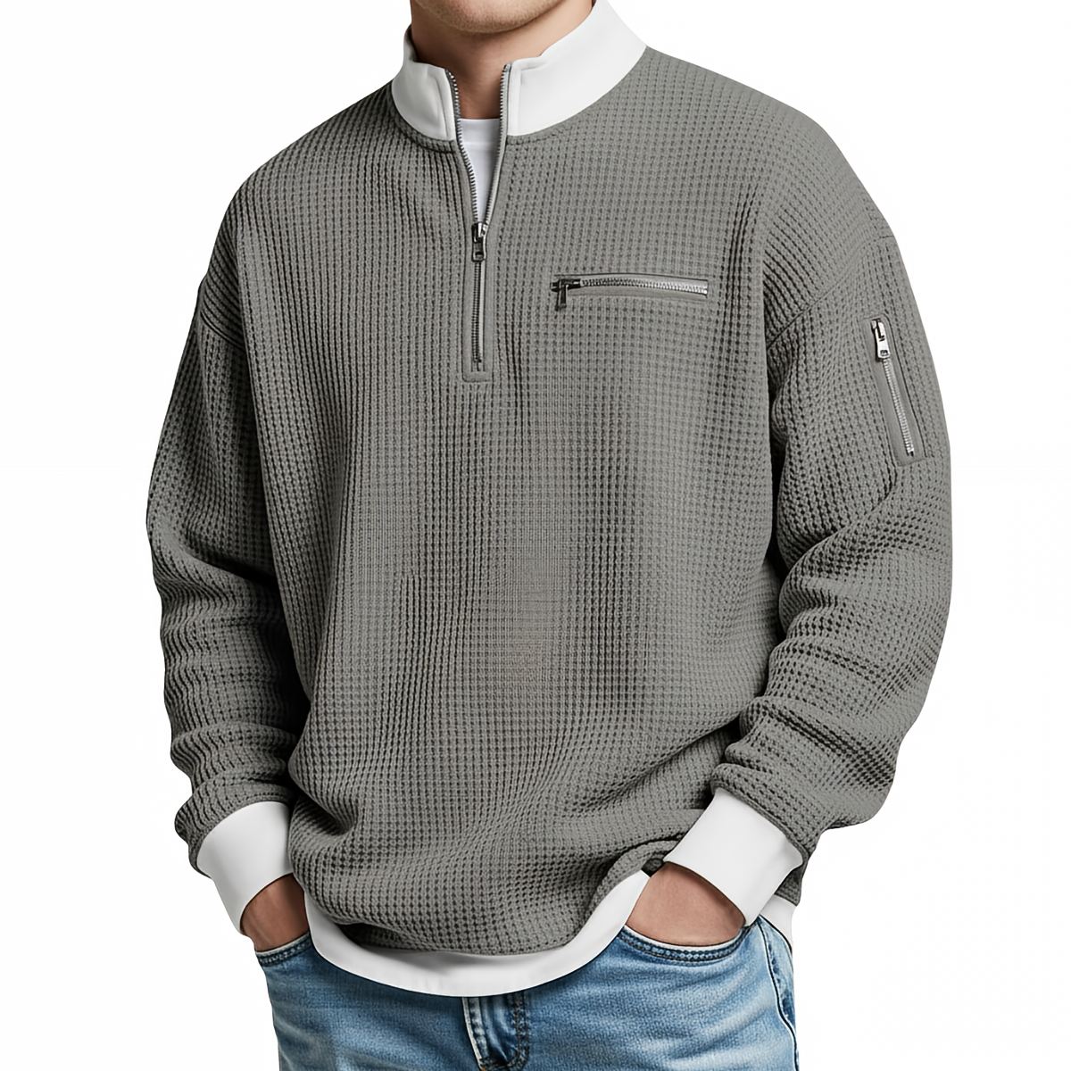 CONOR™ | Sweater | Waffle-Knit Sweater with Half-Zip