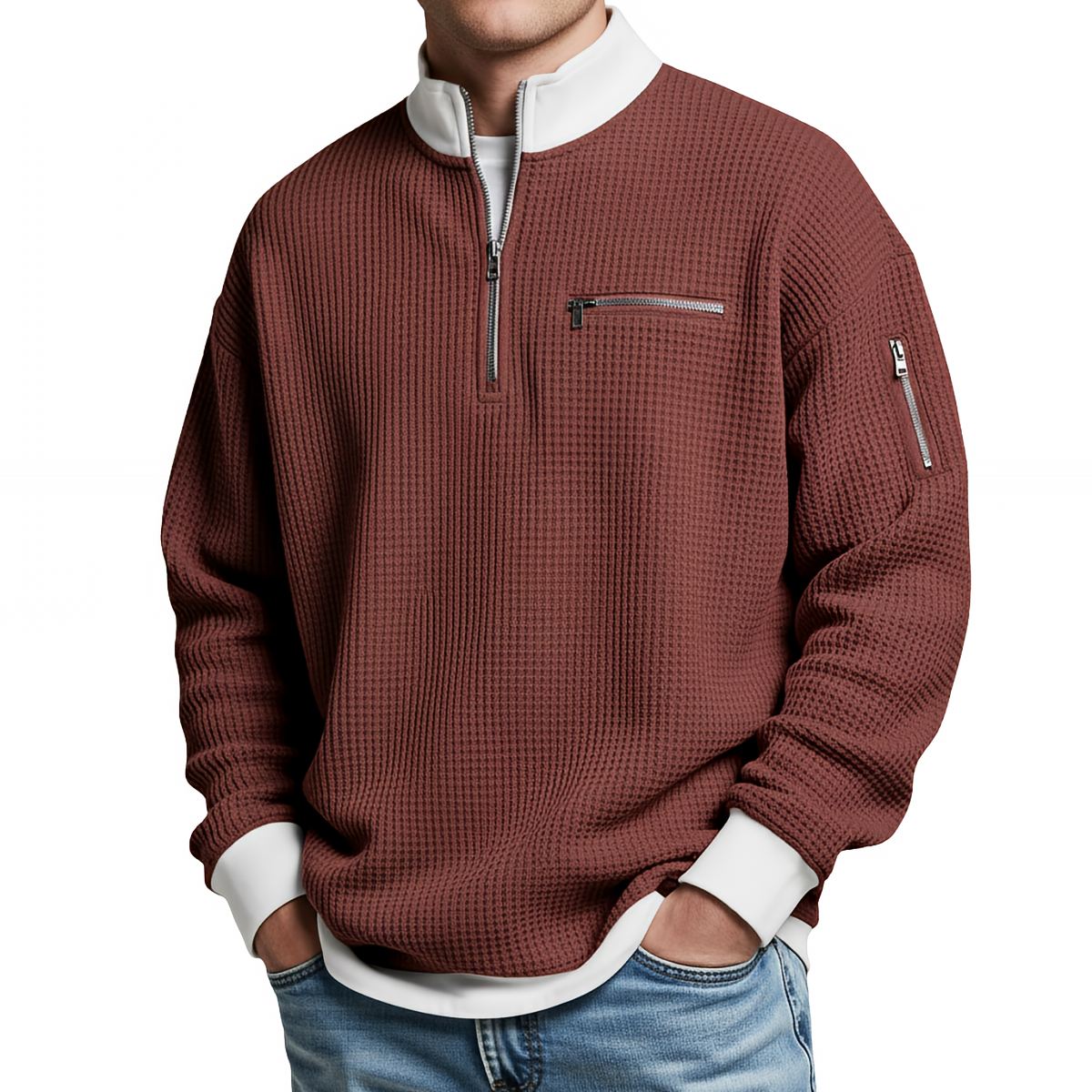 CONOR™ | Sweater | Waffle-Knit Sweater with Half-Zip
