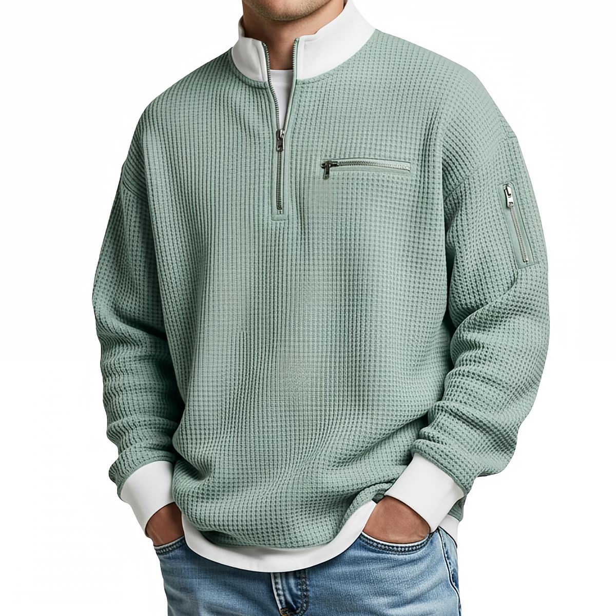 CONOR™ | Sweater | Waffle-Knit Sweater with Half-Zip