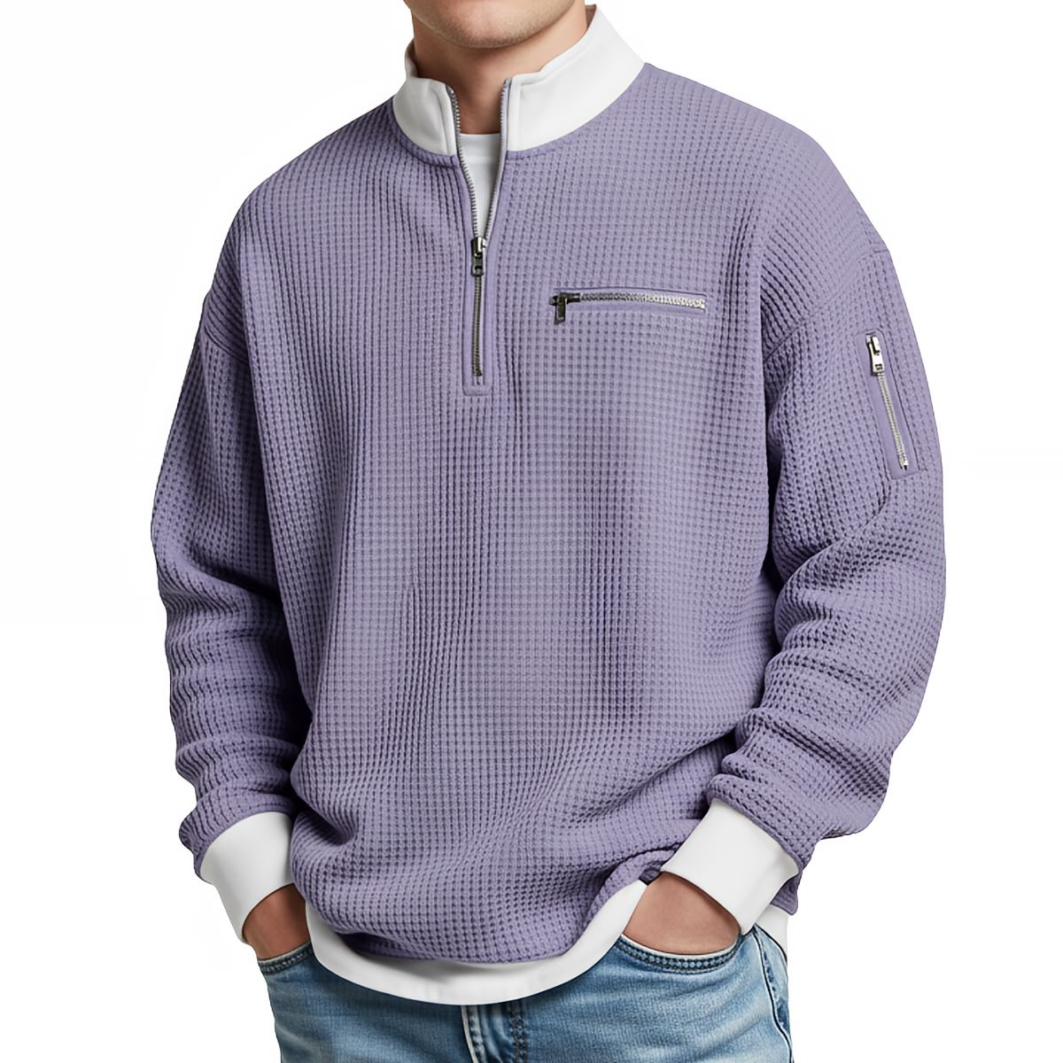 CONOR™ | Sweater | Waffle-Knit Sweater with Half-Zip