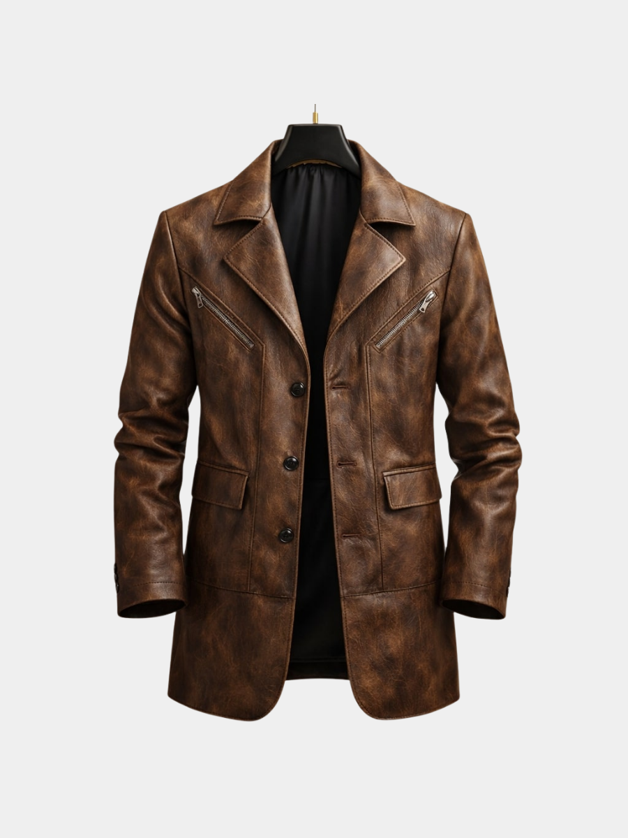 CONOR™™ | Men's Structured Leather Panel Coat