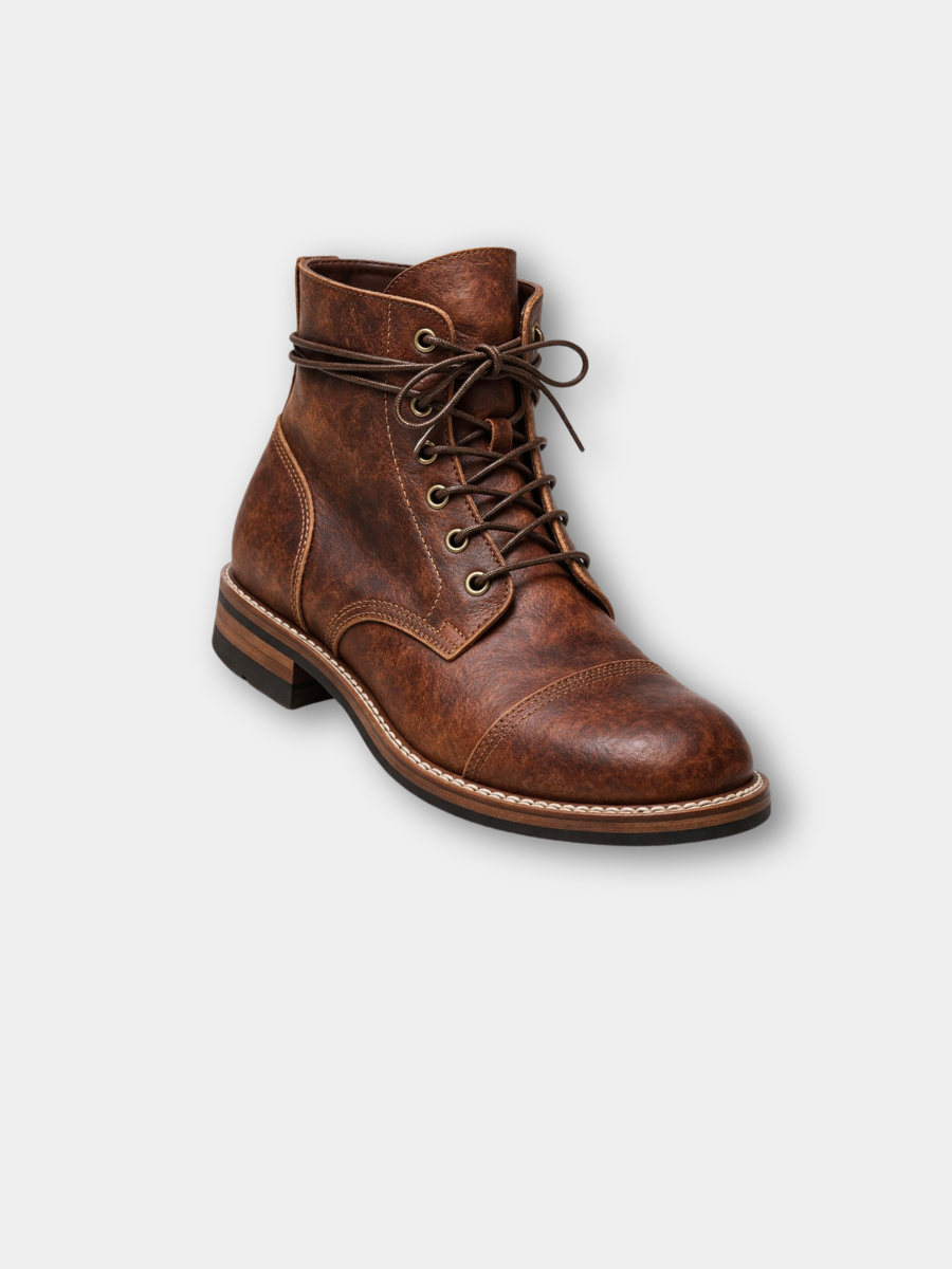 CONOR™ | Distressed Leather Lace-Up Work Boots
