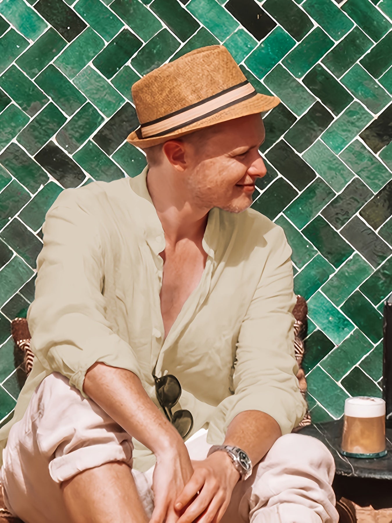 CONOR™™ | Men's Cotton-Linen Popover Shirt
