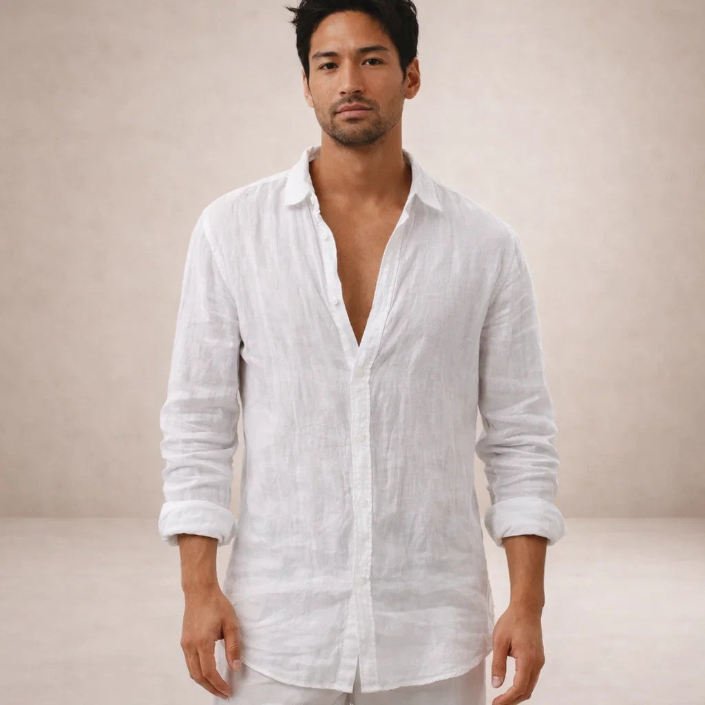 CONOR™™ | Open-Collar Linen Shirt