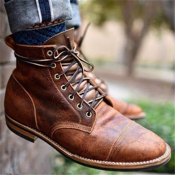 CONOR™ | Distressed Leather Lace-Up Work Boots