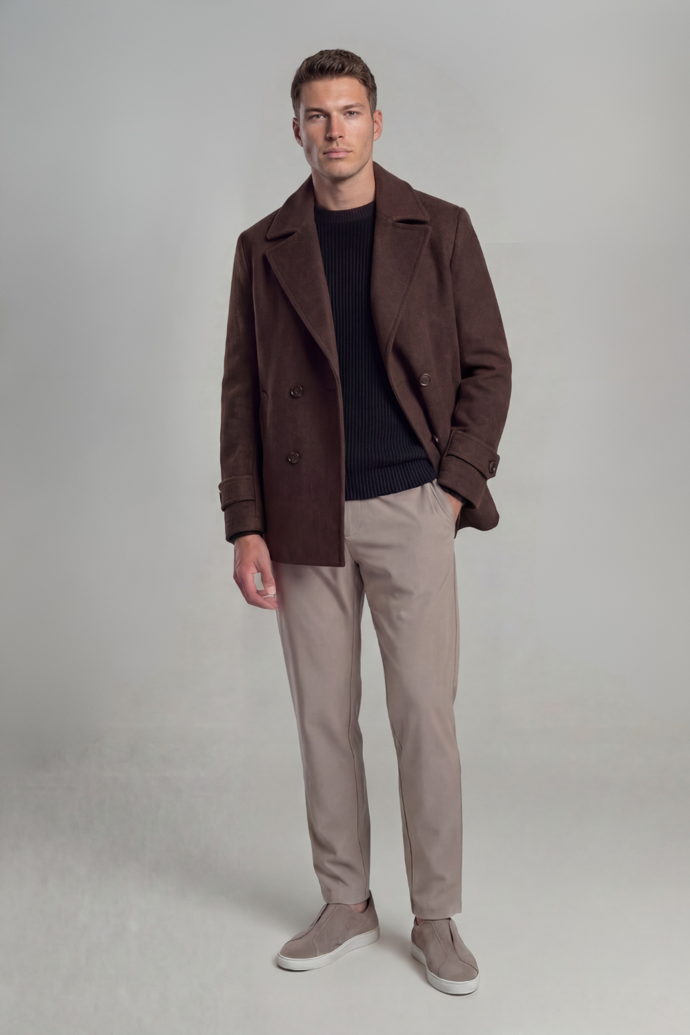 CONOR™ | Brown Wool Peacoat