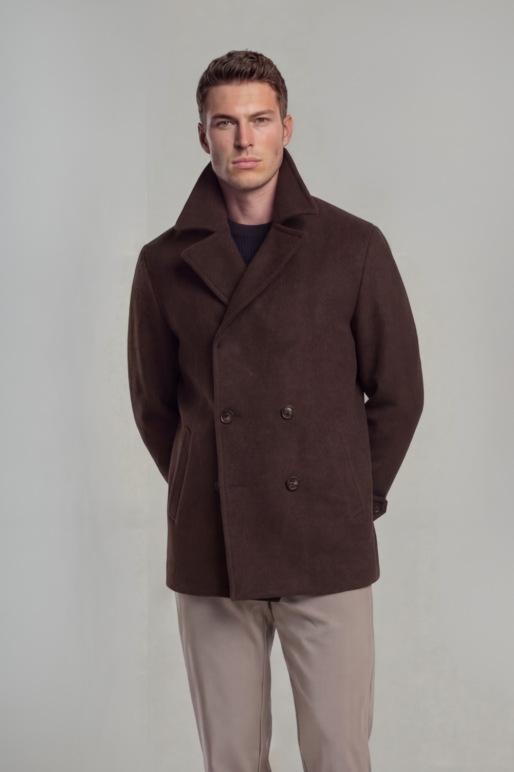 CONOR™ | Brown Wool Peacoat