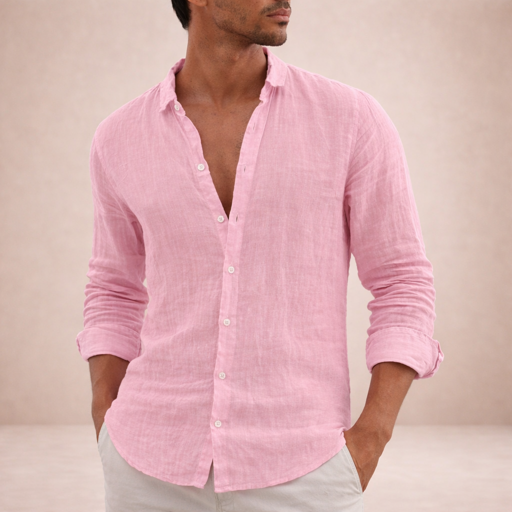 CONOR™™ | Open-Collar Linen Shirt