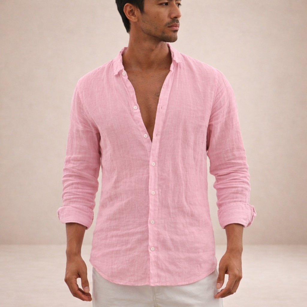 CONOR™™ | Open-Collar Linen Shirt