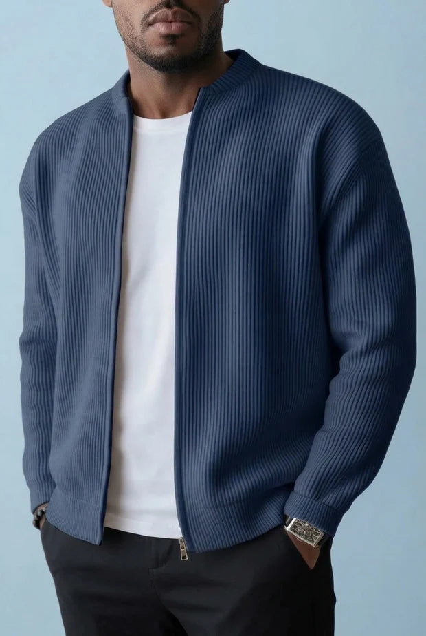 CONOR™ | Ribbed Knit Cardigan Jacket with Zipper