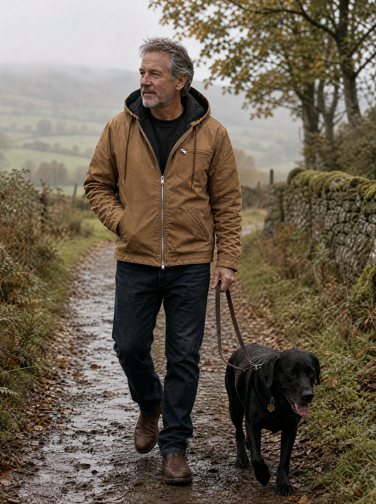 Canvas Fleece-Lined Hooded Jacket