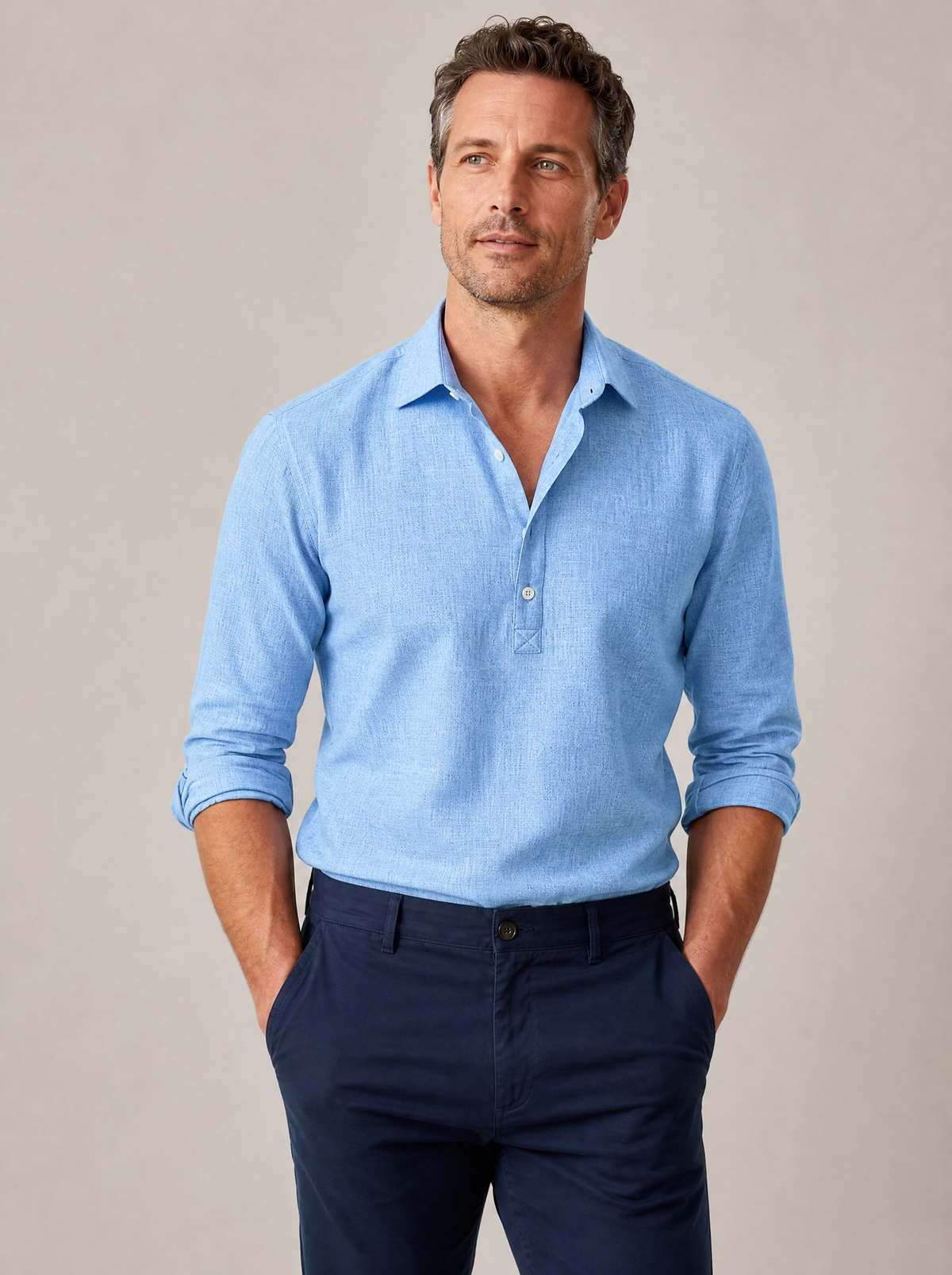 Sabbio Classic Cotton Shirt in Blue
