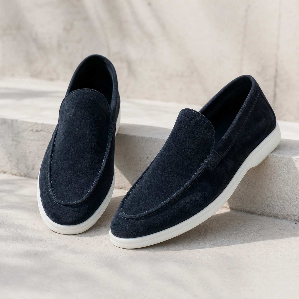 Elegant Suede Loafers in Navy Blue