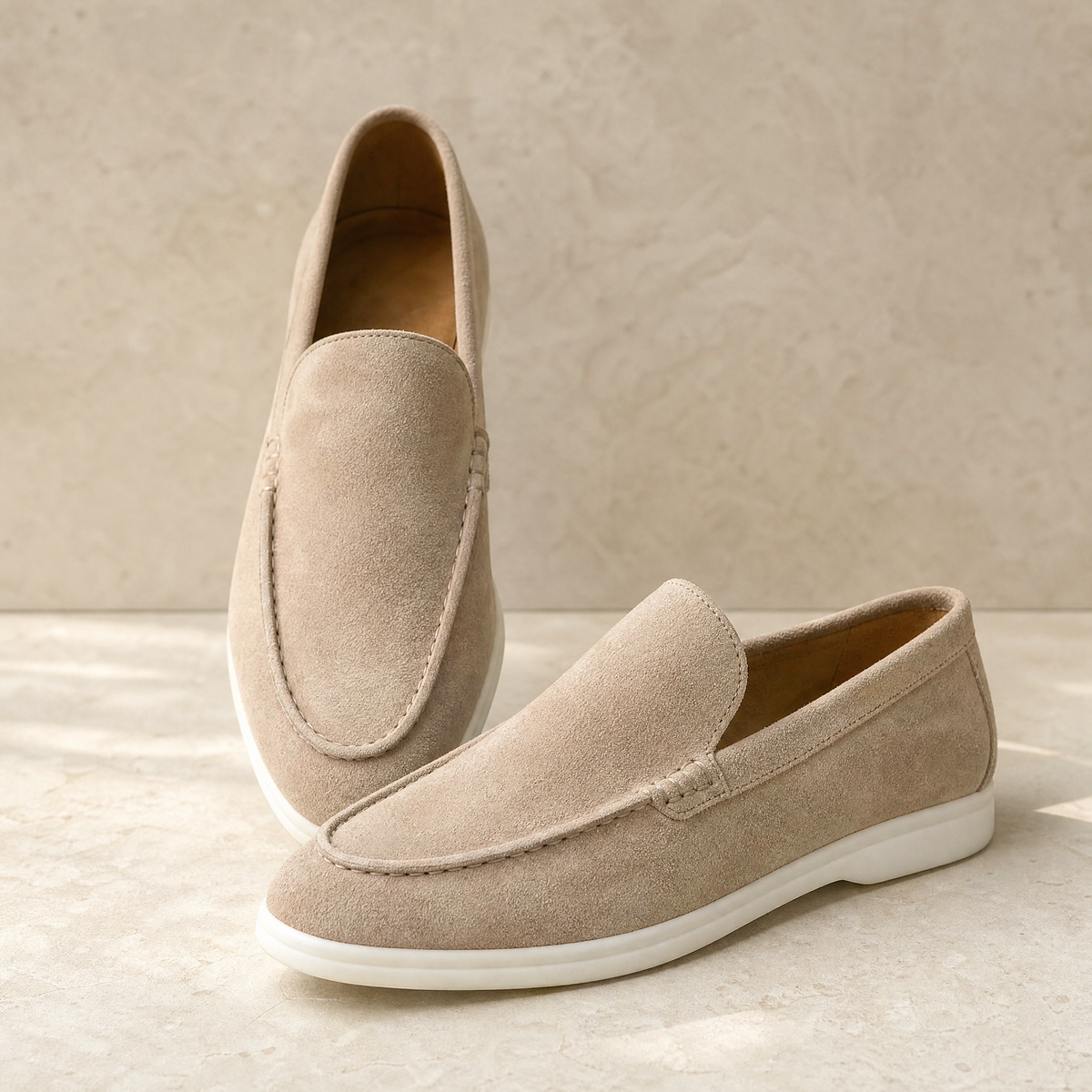 Elegant Suede Loafers in Khaki