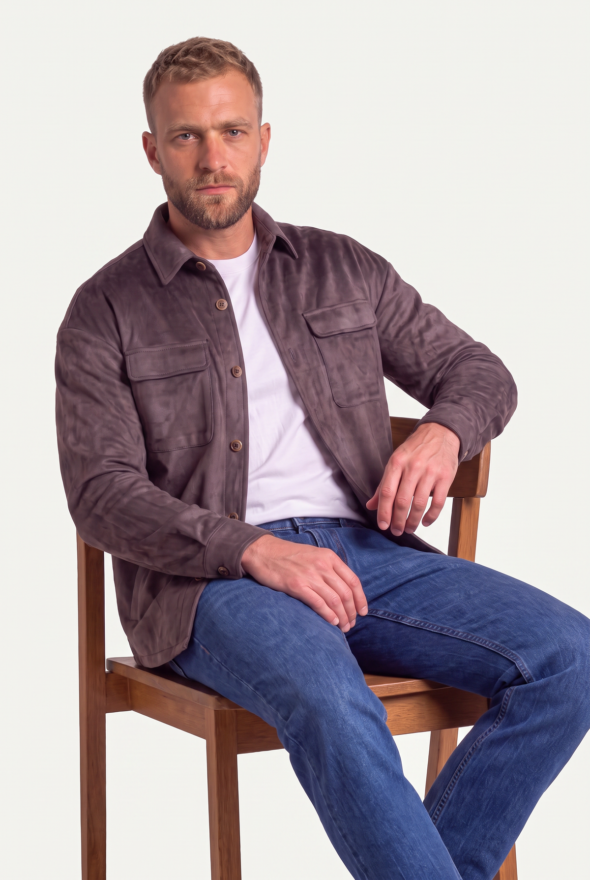 CONOR™ | Mirsino Suede Overshirt | Coffee