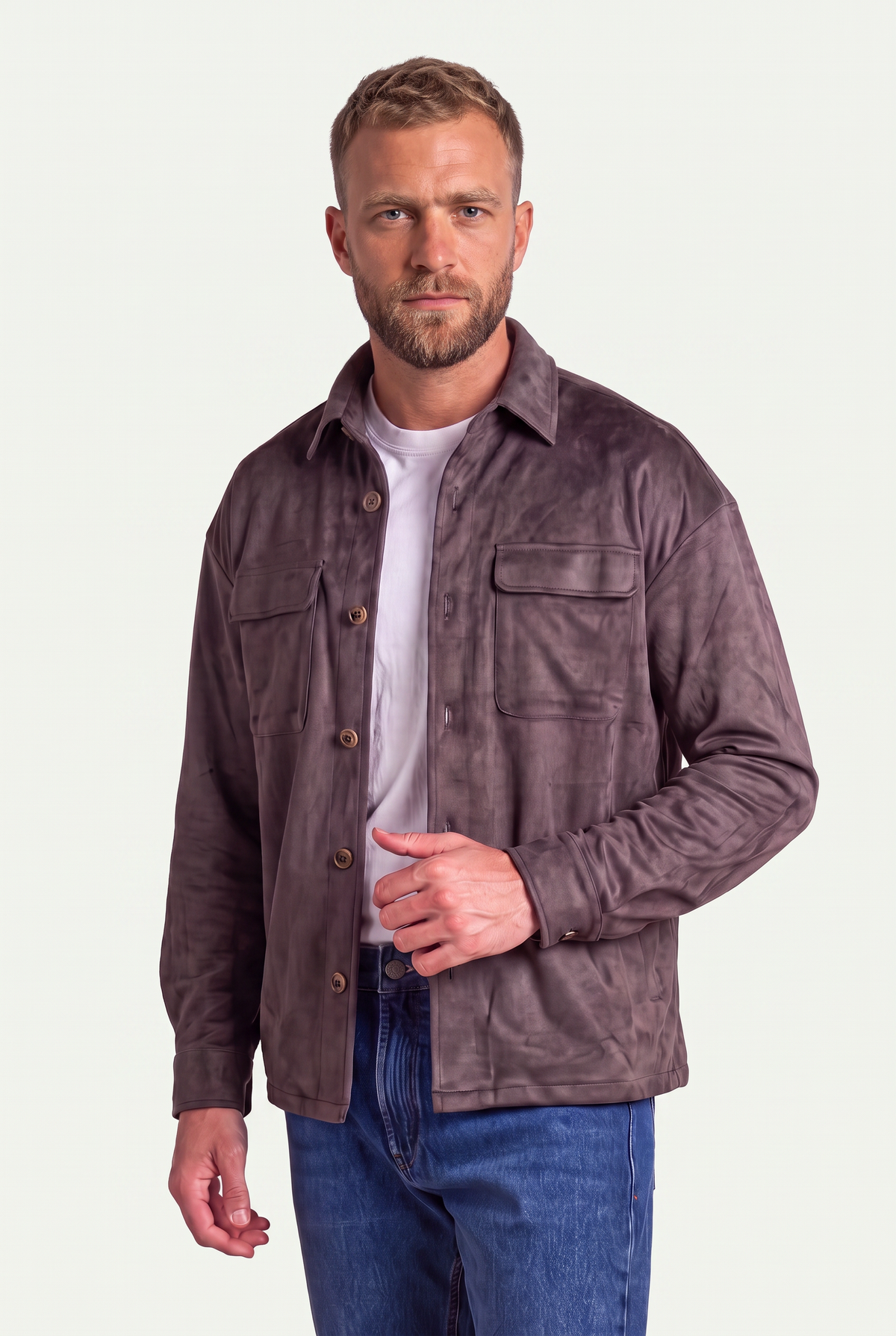 CONOR™ | Mirsino Suede Overshirt | Coffee